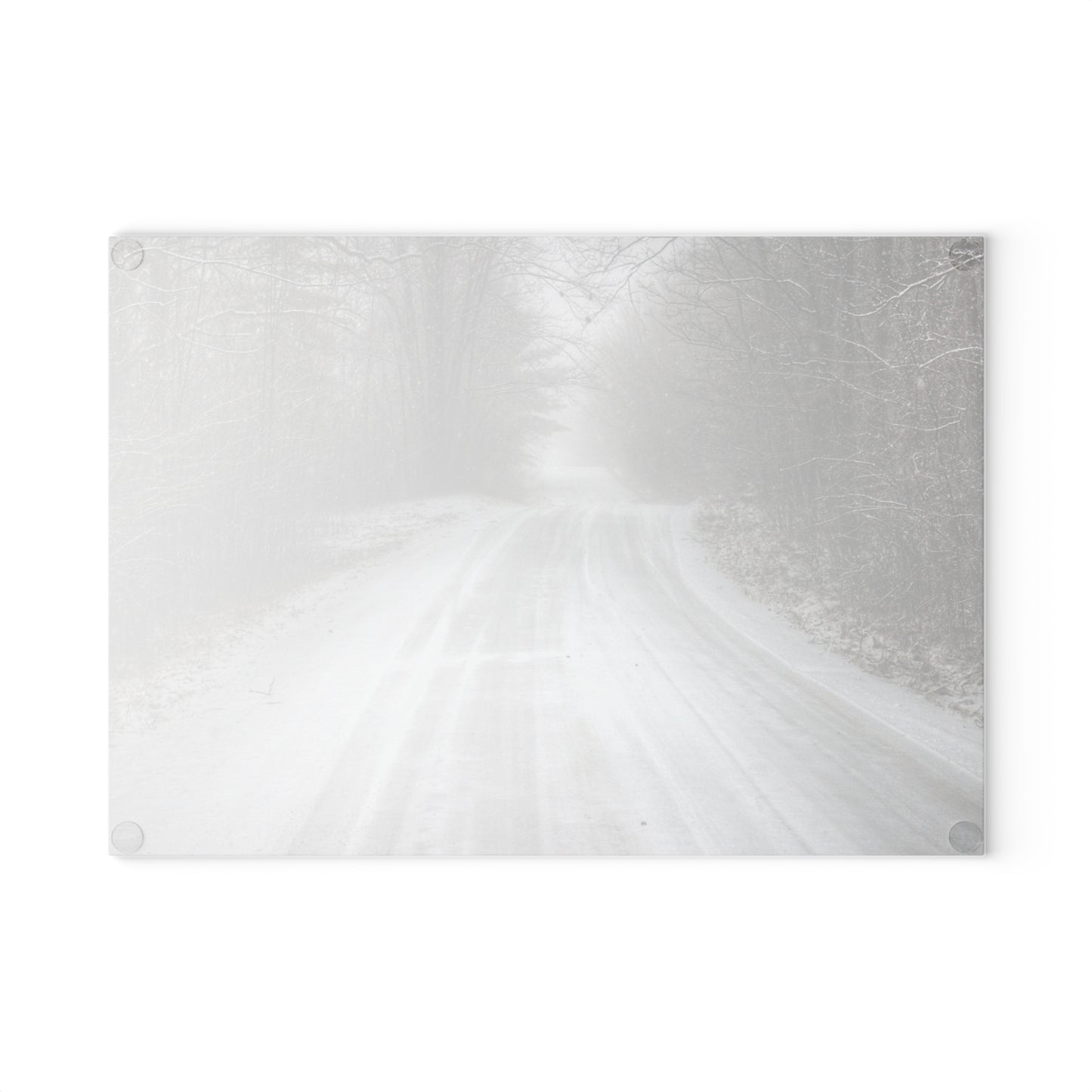 U R There Photography Cold Country Roads Rustic Farmhouse Tempered-Glass Cutting Board