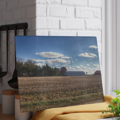 U R There Photography Isles Road Red Rustic Farmhouse Tempered-Glass Cutting Board
