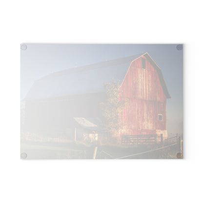 U R There Photography Columbiaville Red III Rustic Farmhouse Tempered-Glass Cutting Board