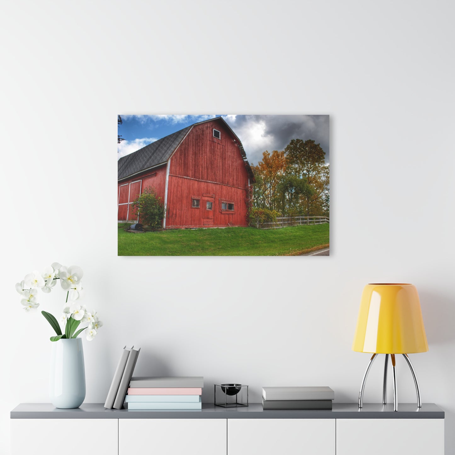 U R There Photography Hegal Road Old Red II Rustic Farmhouse Acrylic Wall Print