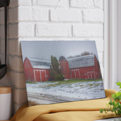 U R There Photography Holmes Road Red II Rustic Farmhouse Tempered-Glass Cutting Board