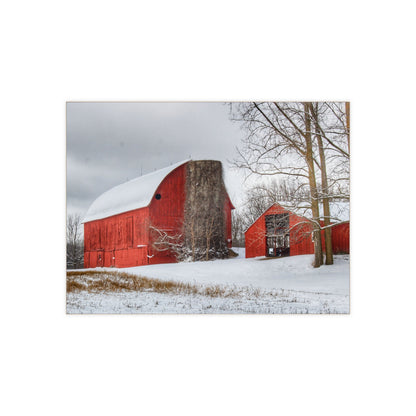 U R There Photography Catlin Reds in Winter I Rustic Farmhouse Decorative Ceramic Tile