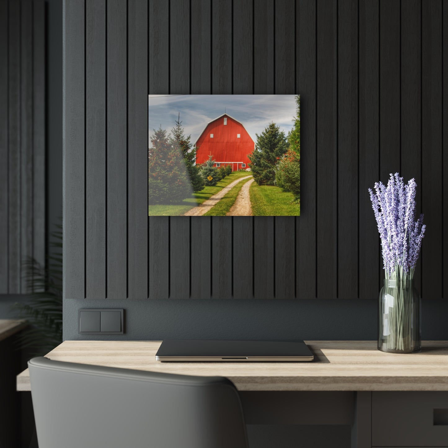 U R There Photography Brown City Road Pine Red Rustic Farmhouse Acrylic Wall Print