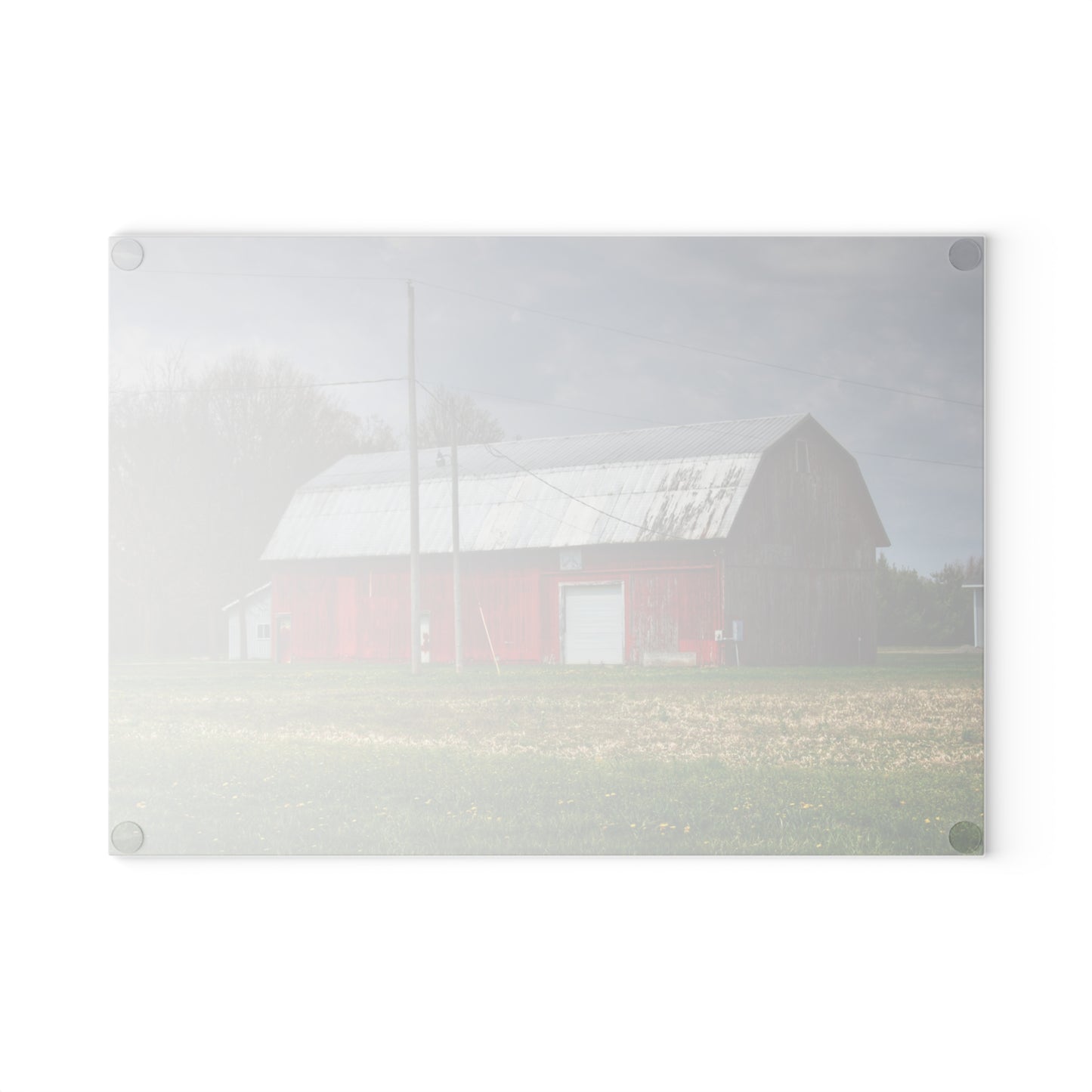 U R There Photography Coldwater Road Red I Rustic Farmhouse Tempered-Glass Cutting Board