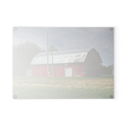 U R There Photography Coldwater Road Red I Rustic Farmhouse Tempered-Glass Cutting Board