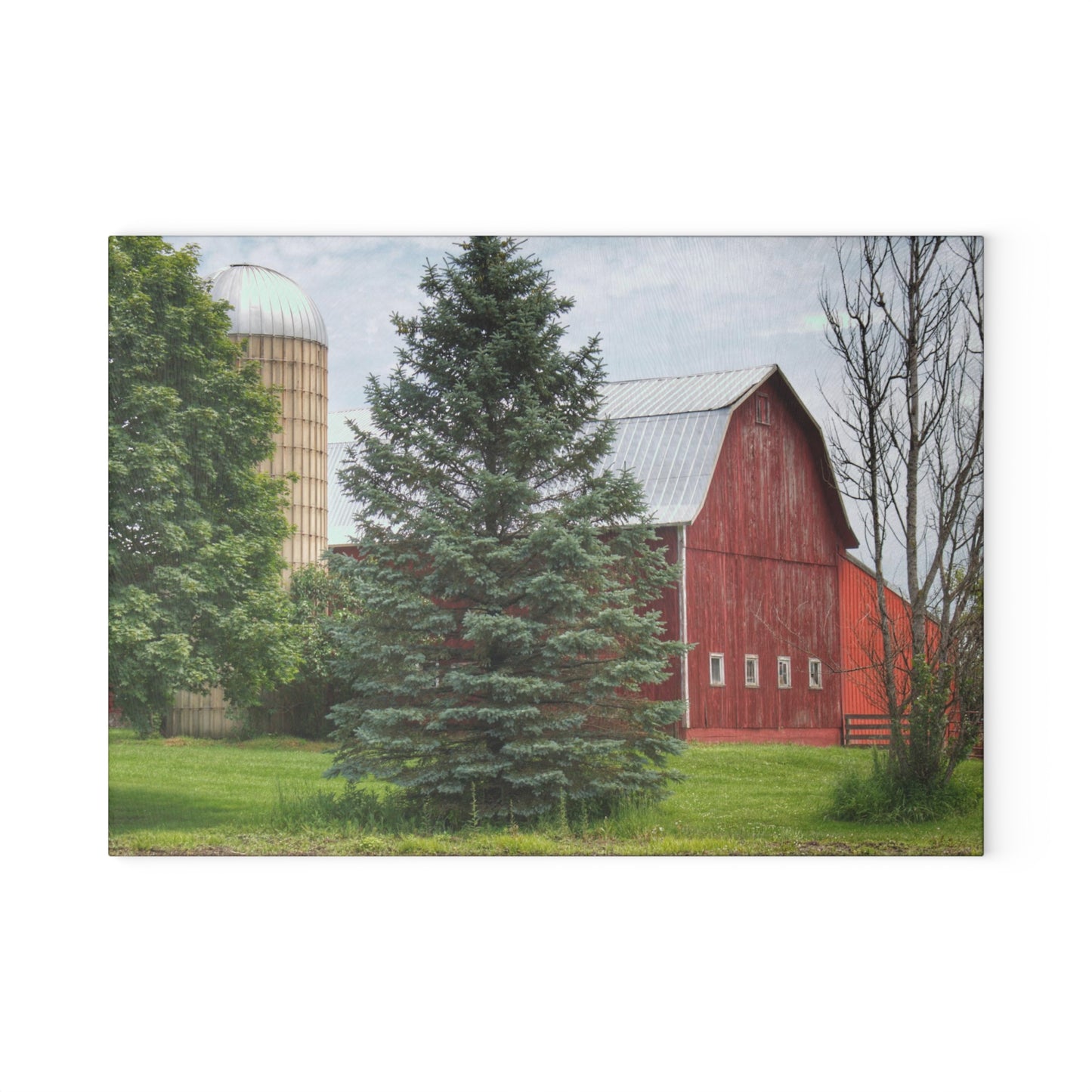 U R There Photography German Road Red I Rustic Farmhouse Tempered-Glass Cutting Board
