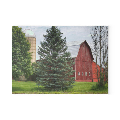 U R There Photography German Road Red I Rustic Farmhouse Tempered-Glass Cutting Board