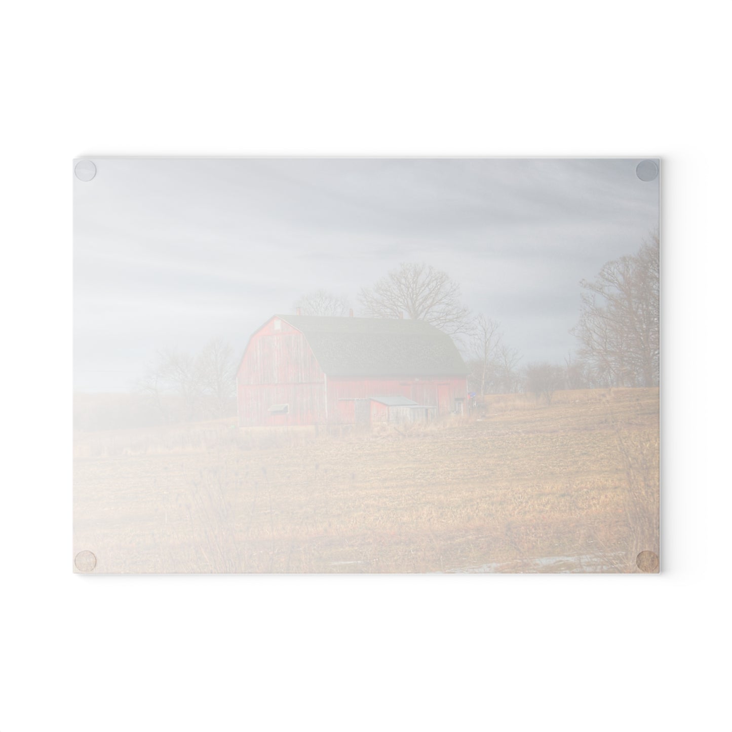 U R There Photography Clark Road Hillside Red I Rustic Farmhouse Tempered-Glass Cutting Board