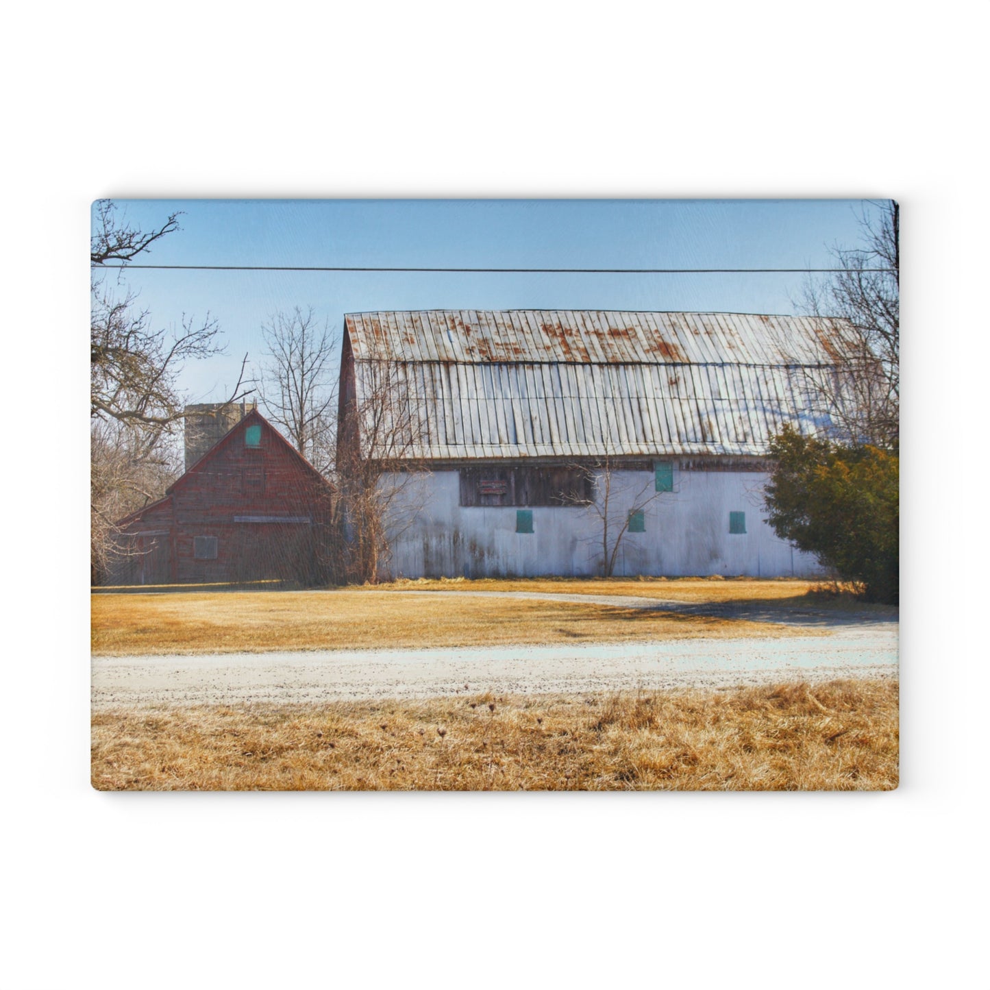 U R There Photography Indian Trail Rusted Reds II Rustic Farmhouse Tempered-Glass Cutting Board