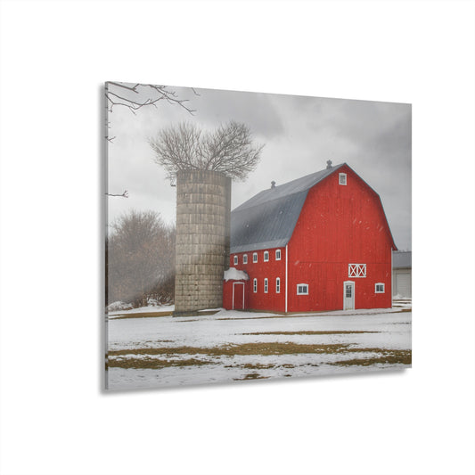 U R There Photography Hollow Corners Red Tree Silo I Rustic Farmhouse Acrylic Wall Print