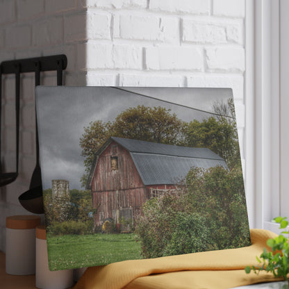 U R There Photography North Clio Road Red Rustic Farmhouse Tempered-Glass Cutting Board