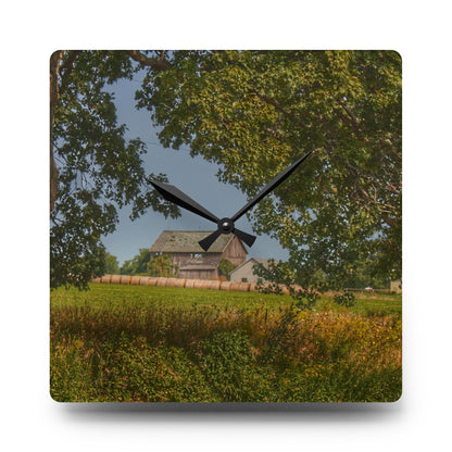U R There Photography Treasurer Road Haybarn Rustic Farmhouse Acrylic Analog Wall Clock