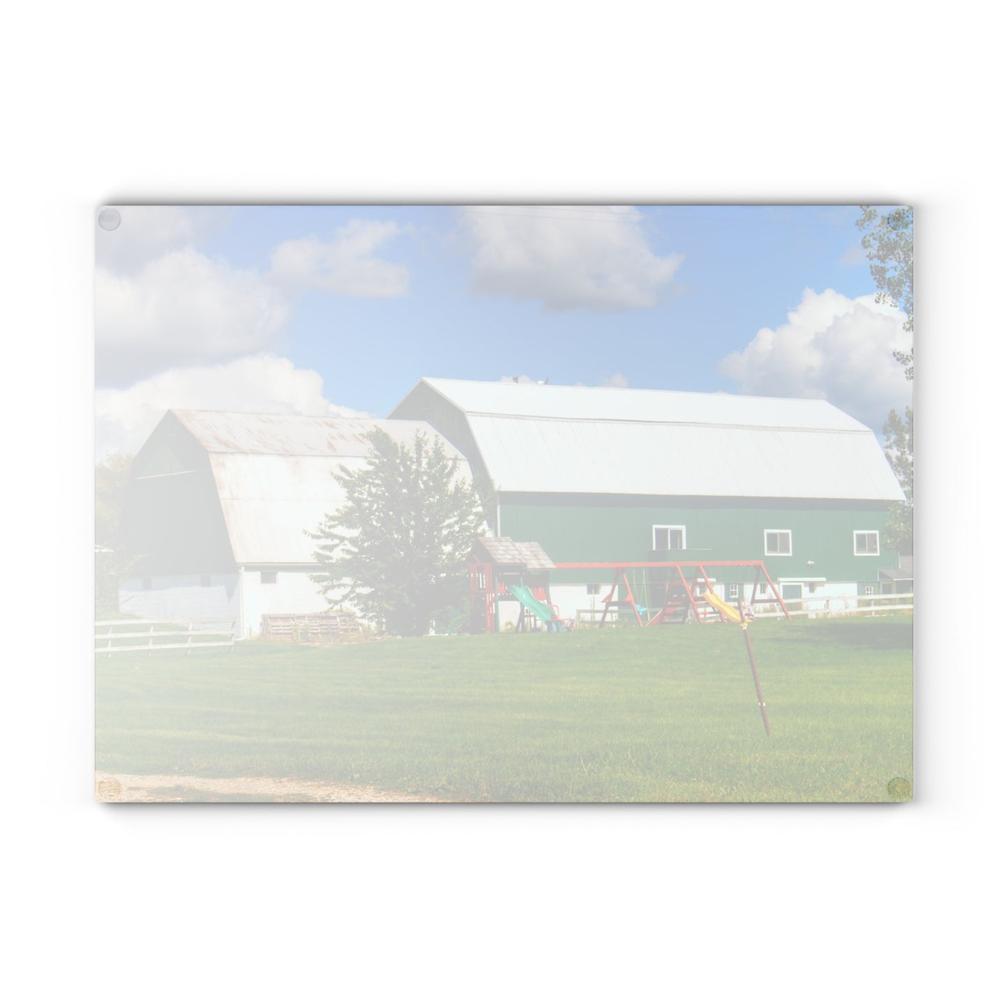 U R There Photography Hough Road Green Rustic Farmhouse Tempered-Glass Cutting Board