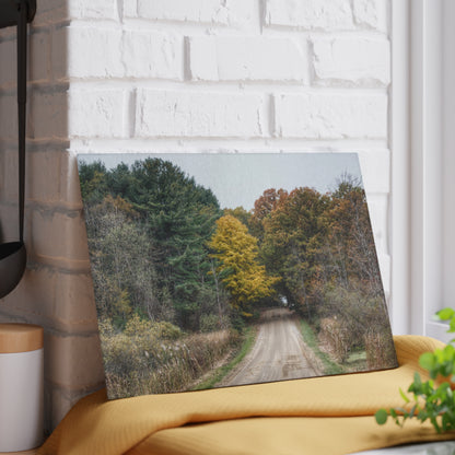 U R There Photography Country Roads in Dryden I Rustic Farmhouse Tempered-Glass Cutting Board