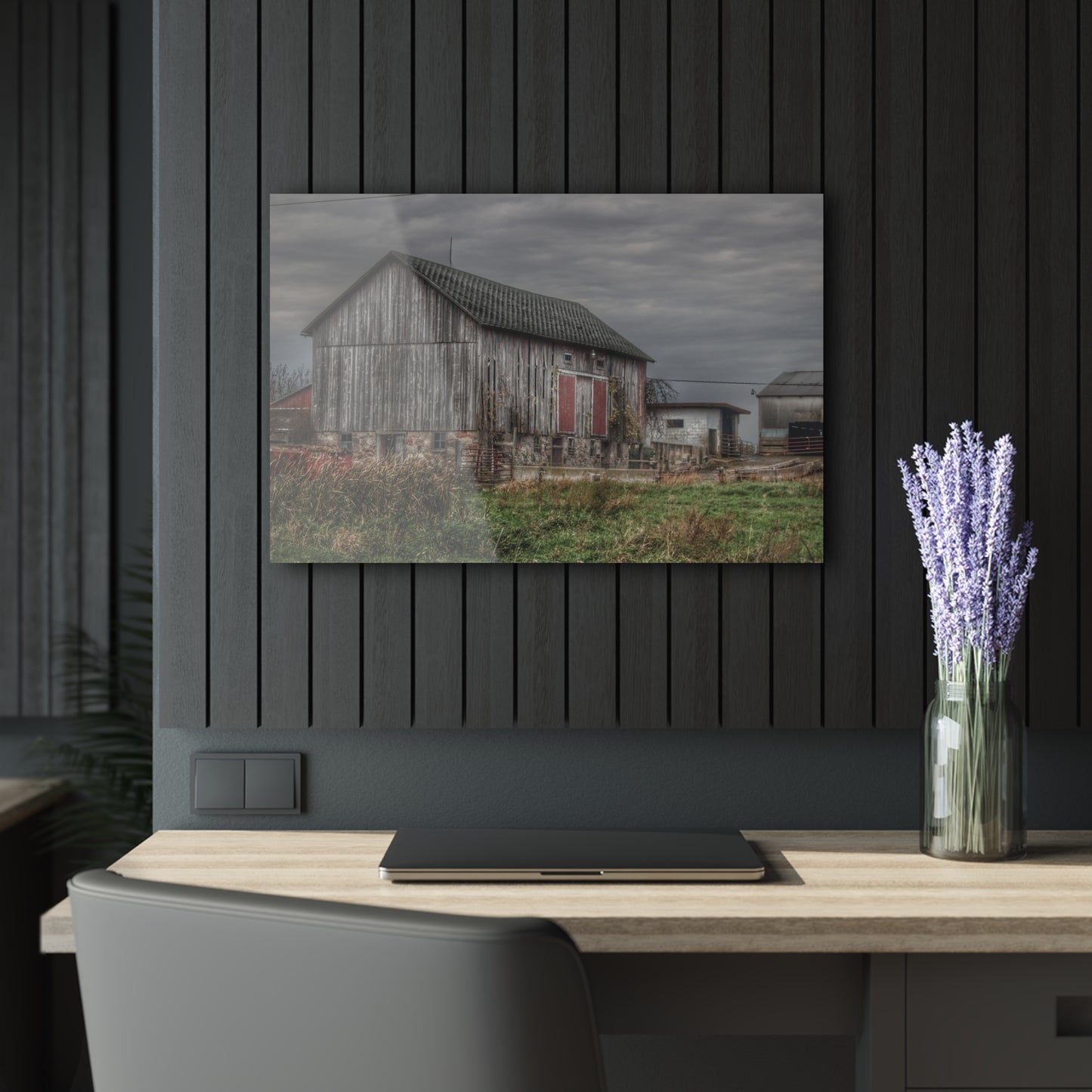 U R There Photography Swaffer Road Grey Rustic Farmhouse Acrylic Wall Print