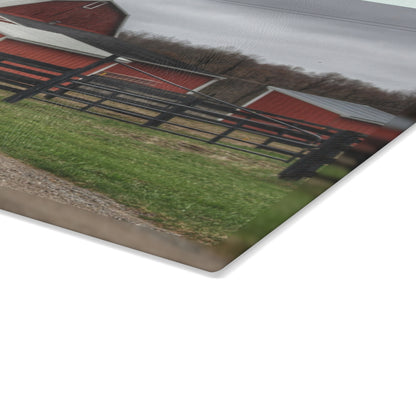U R There Photography West Lake Road Happy Barn Rustic Farmhouse Tempered-Glass Cutting Board