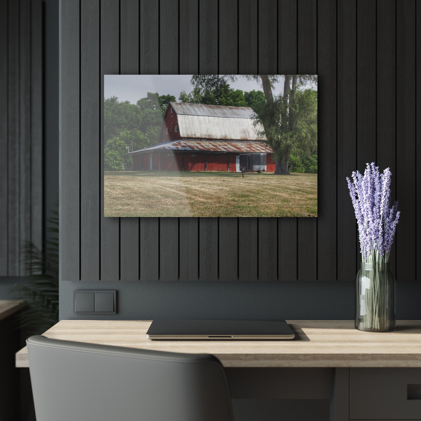 U R There Photography West Hurd Road Red Rustic Farmhouse Acrylic Wall Print
