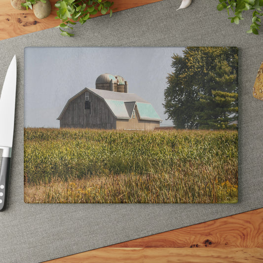 U R There Photography Beyond the September Corn on Swaffer Rustic Farmhouse Tempered-Glass Cutting Board