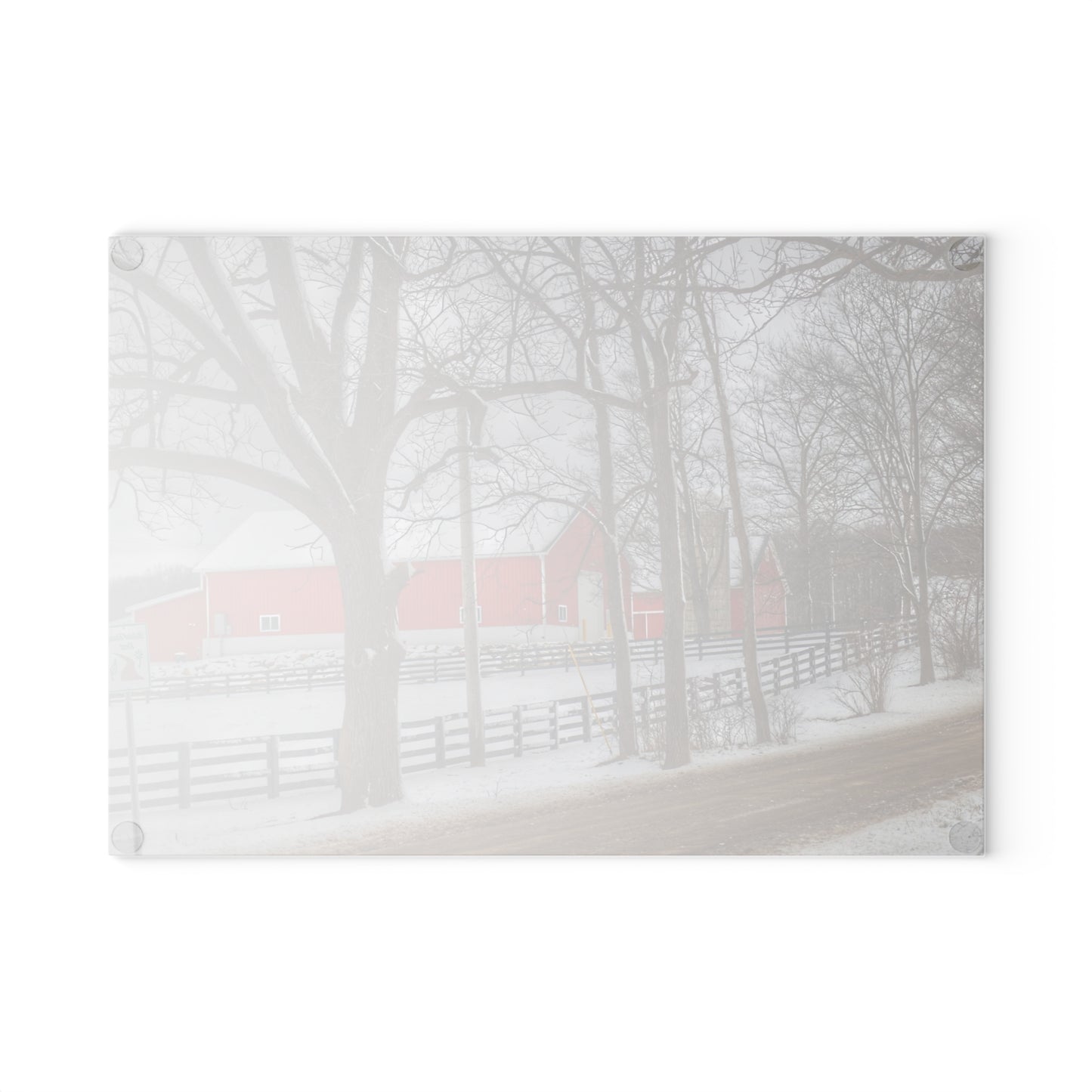 U R There Photography Barns of Barber Road I Rustic Farmhouse Tempered-Glass Cutting Board
