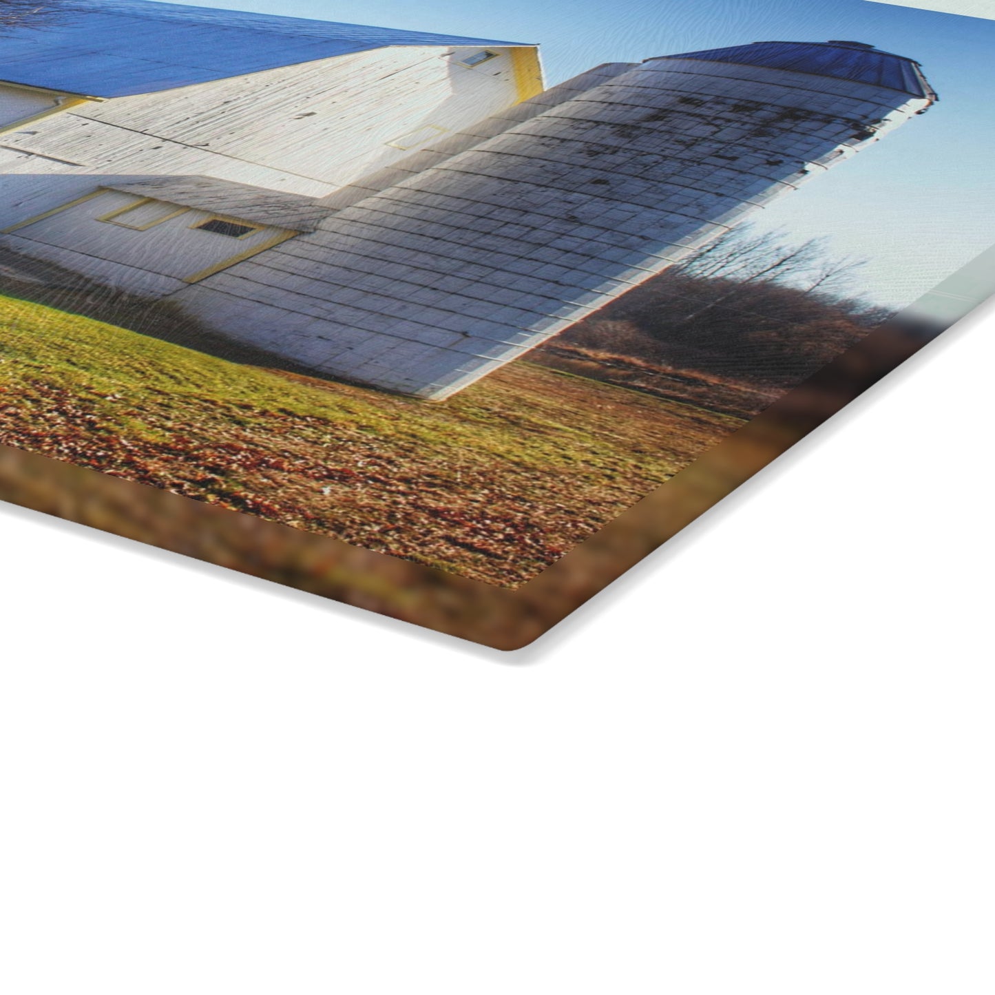 U R There Photography Elba White Rustic Farmhouse Tempered-Glass Cutting Board