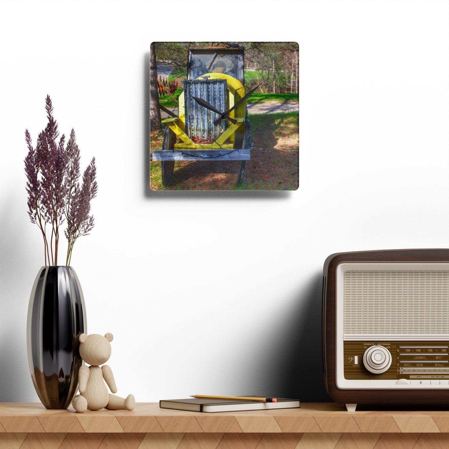 U R There Photography Hickory Place Yard Art I Rustic Farmhouse Acrylic Analog Wall Clock