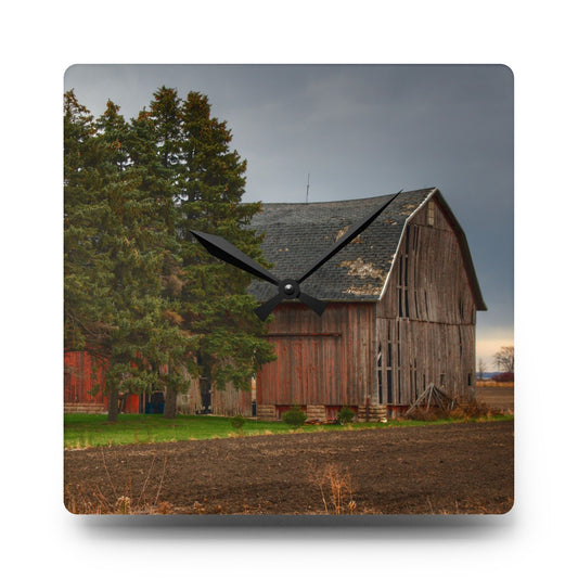 Owendale Red Rustic Farmhouse Acrylic Analog Wall Clock 10.75'' × 10.75'' (Square)