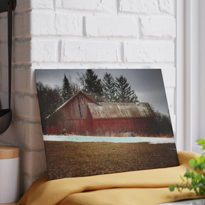 U R There Photography Blacks Corners Road Red Rustic Farmhouse Tempered-Glass Cutting Board