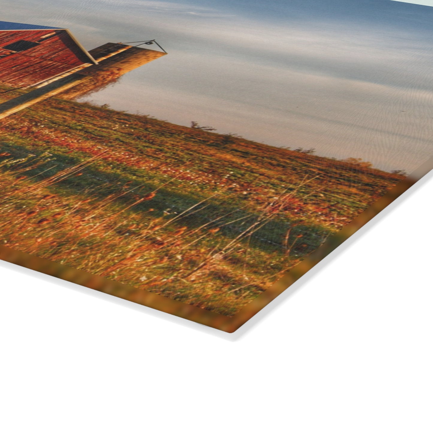 U R There Photography North Lake Pleasant Little Red II Rustic Farmhouse Tempered-Glass Cutting Board