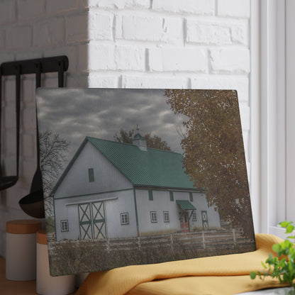 U R There Photography Millville White Rustic Farmhouse Tempered-Glass Cutting Board