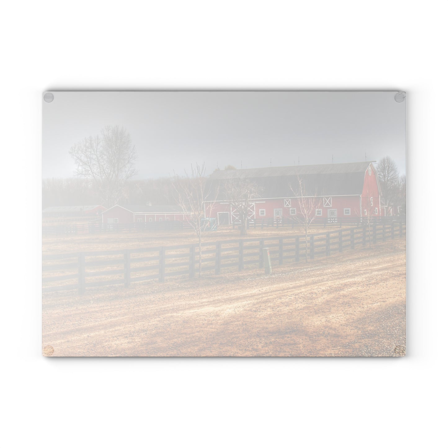U R There Photography Barber Road Farm II Rustic Farmhouse Tempered-Glass Cutting Board