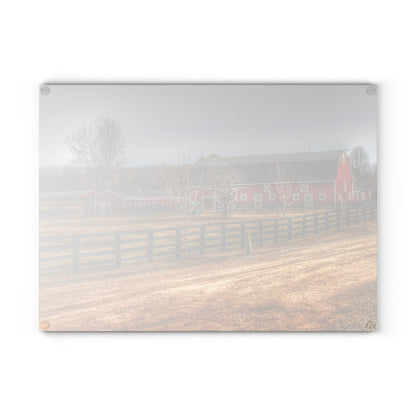 U R There Photography Barber Road Farm II Rustic Farmhouse Tempered-Glass Cutting Board