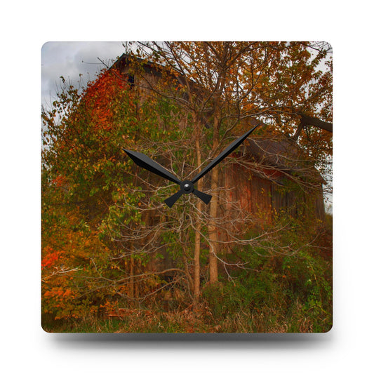 U R There Photography Annies Barn III Rustic Farmhouse Acrylic Analog Wall Clock 10.75'' × 10.75'' (Square)