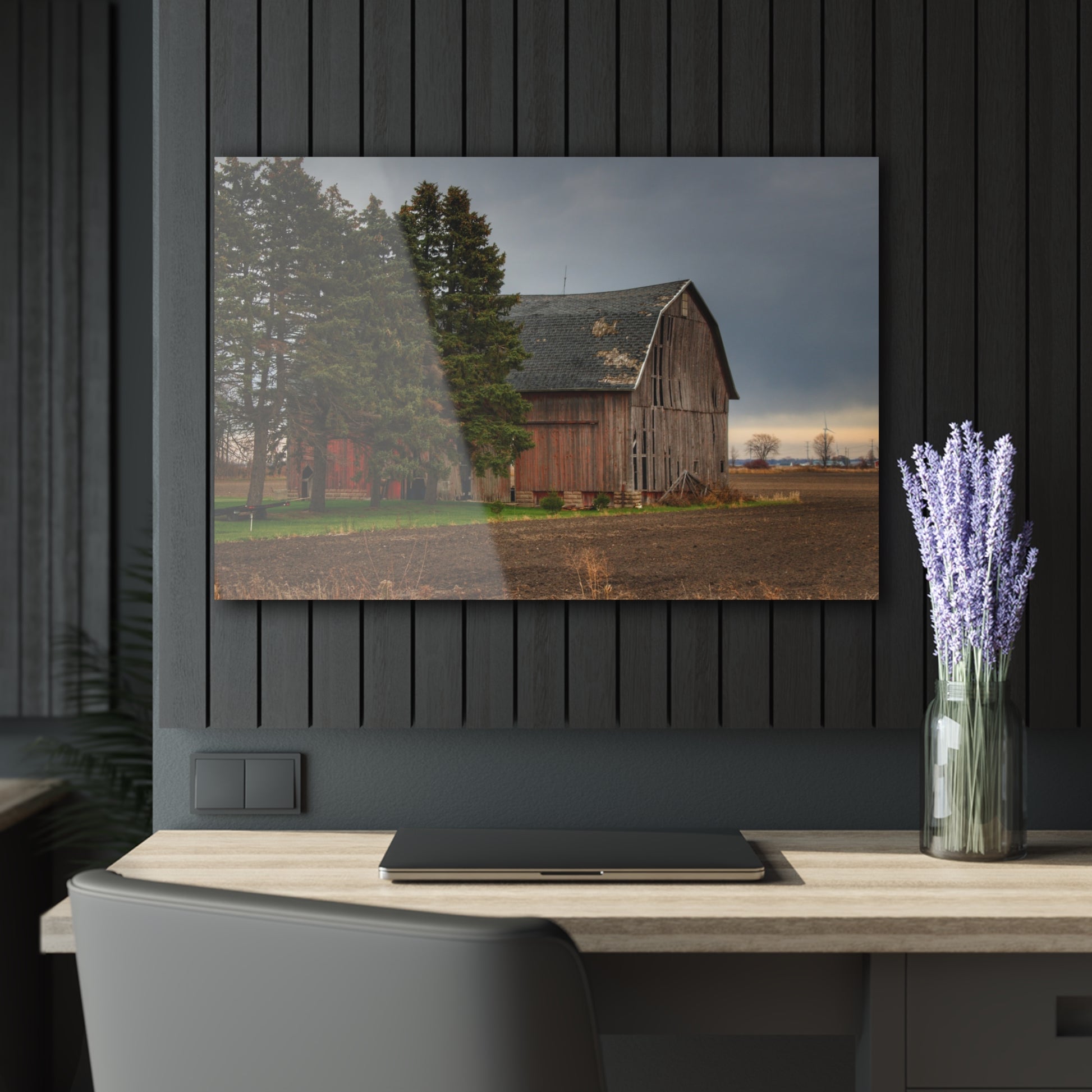 U R There Photography Owendale Red Rustic Farmhouse Acrylic Wall Print 36" x 24" (Horizontal) 0.25''