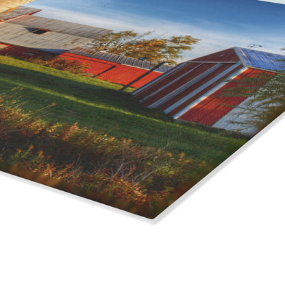 U R There Photography Maynard Road Reds Rustic Farmhouse Tempered-Glass Cutting Board