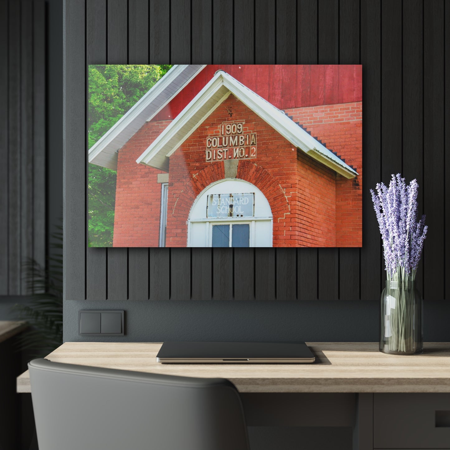 U R There Photography French Road Old Standard Schoolhouse II Rustic Farmhouse Acrylic Wall Print