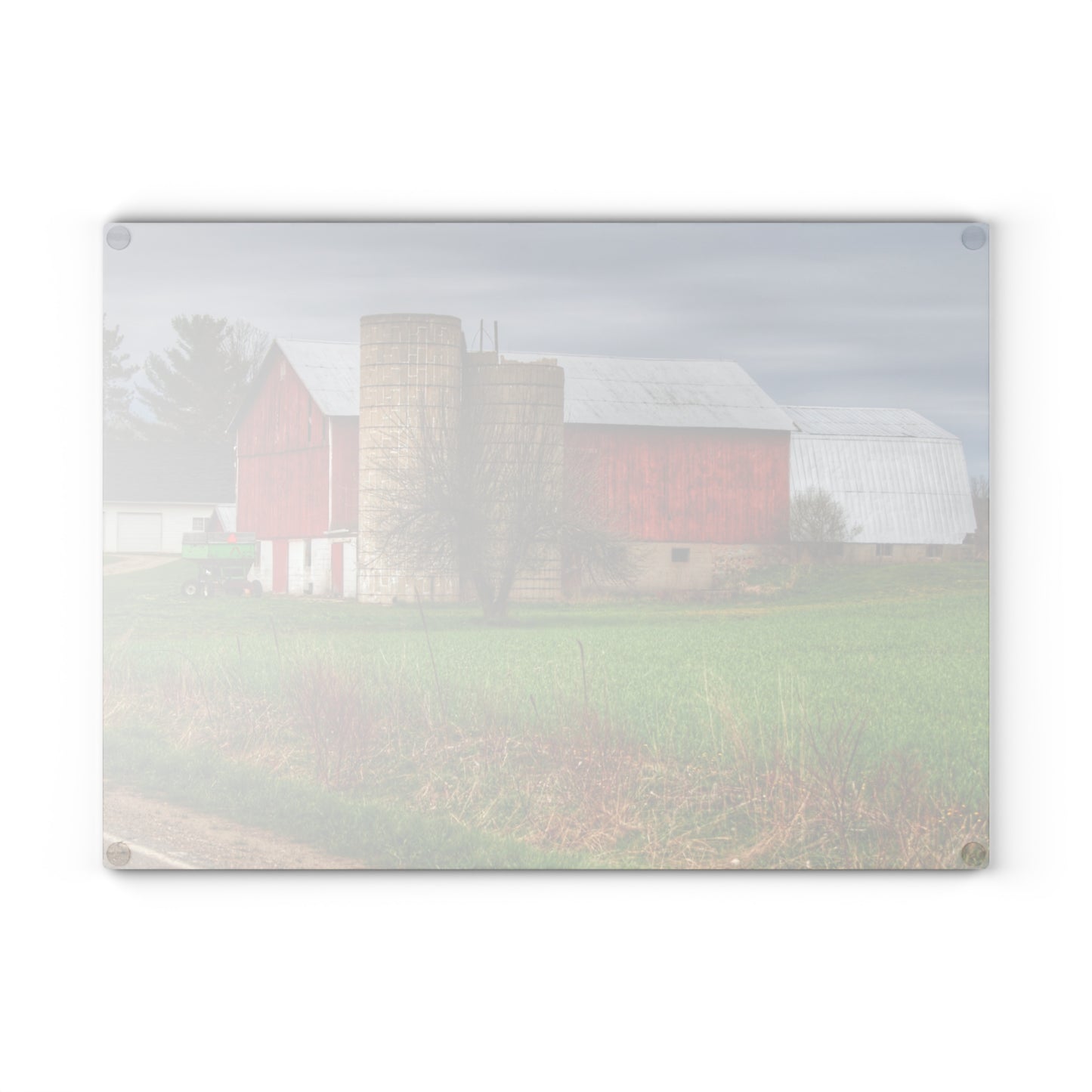 U R There Photography Fostoria Red III Rustic Farmhouse Tempered-Glass Cutting Board