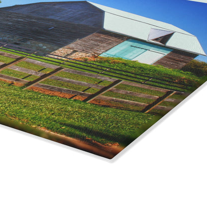 U R There Photography Harris Road Fieldstone Grey Rustic Farmhouse Tempered-Glass Cutting Board