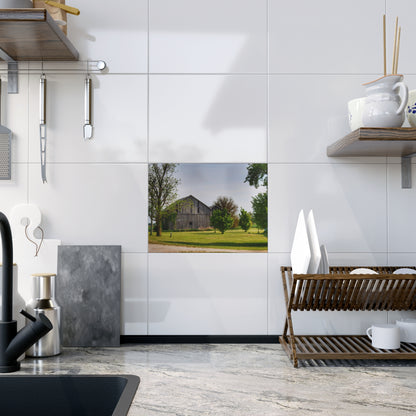 U R There Photography Caro Road Twin Greys II Rustic Farmhouse Decorative Ceramic Tile