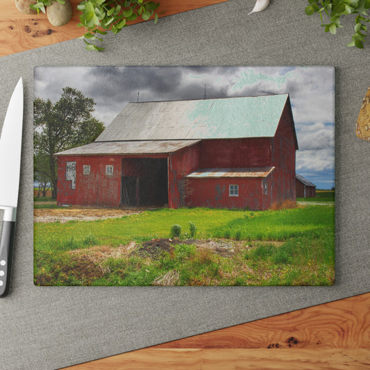 U R There Photography Rescue Road Reds Rustic Farmhouse Tempered-Glass Cutting Board