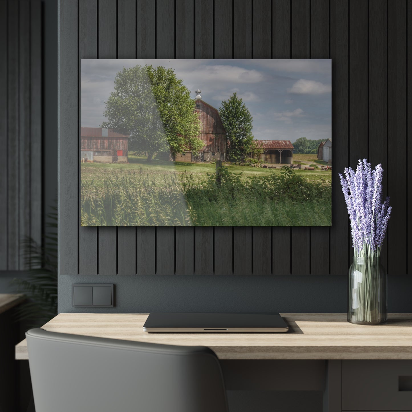 U R There Photography Ross Road Red Rustic Farmhouse Acrylic Wall Print 14 "x 11"