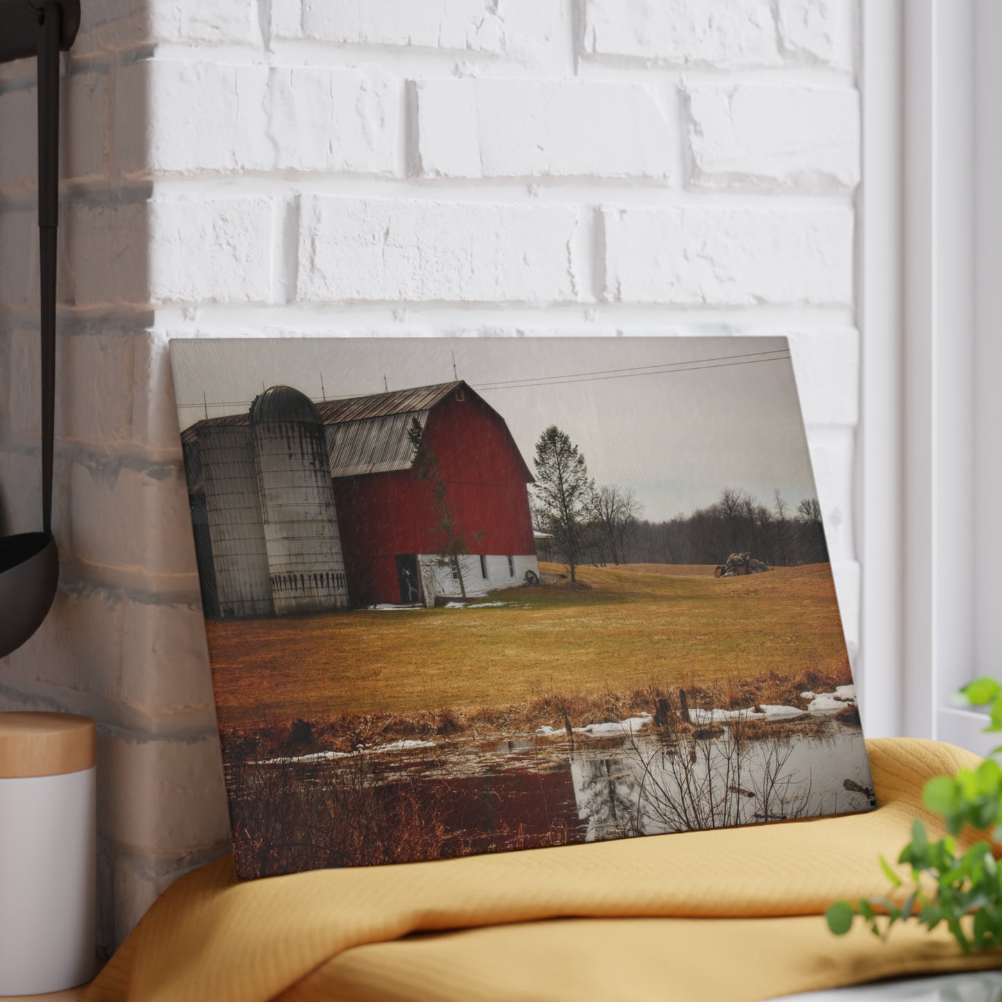 U R There Photography Havenss Road Red Rustic Farmhouse Tempered-Glass Cutting Board