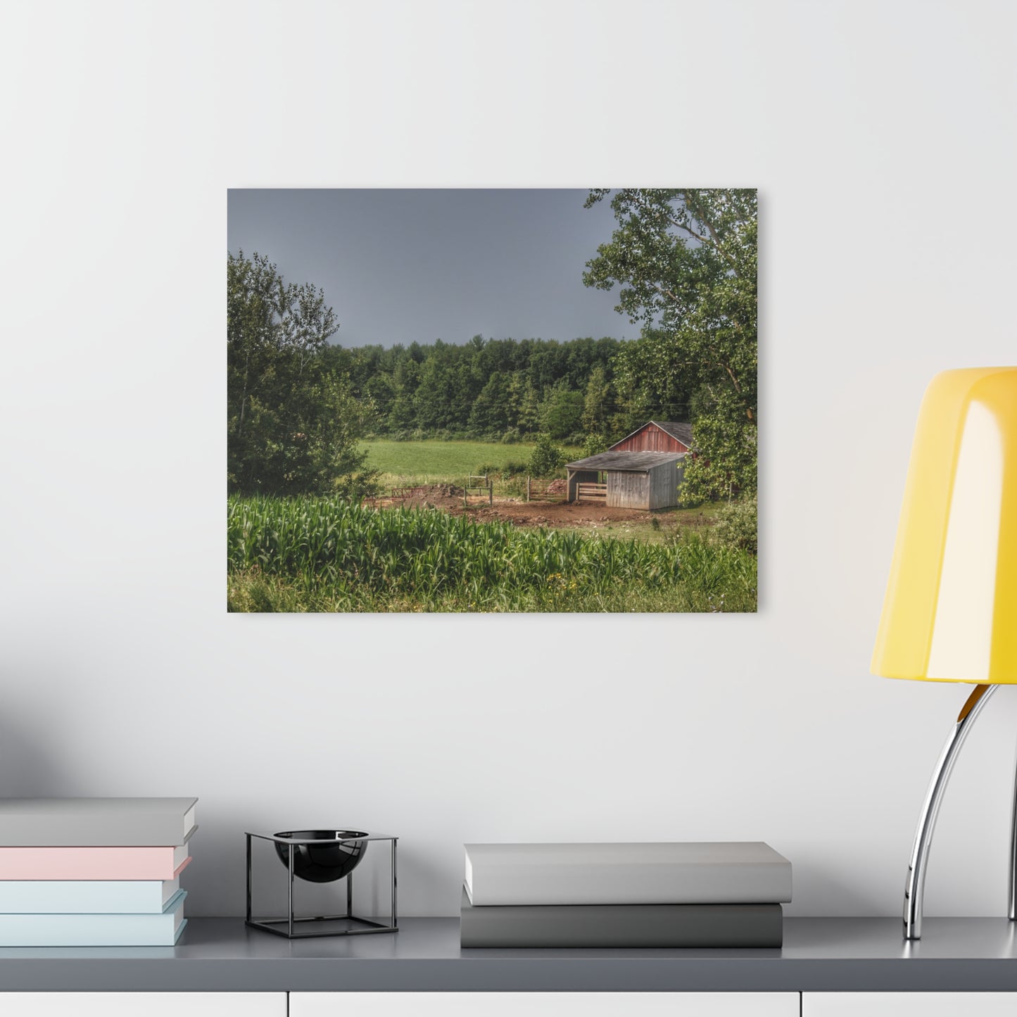 U R There Photography West Oregon Road Hidden Red I Rustic Farmhouse Acrylic Wall Print