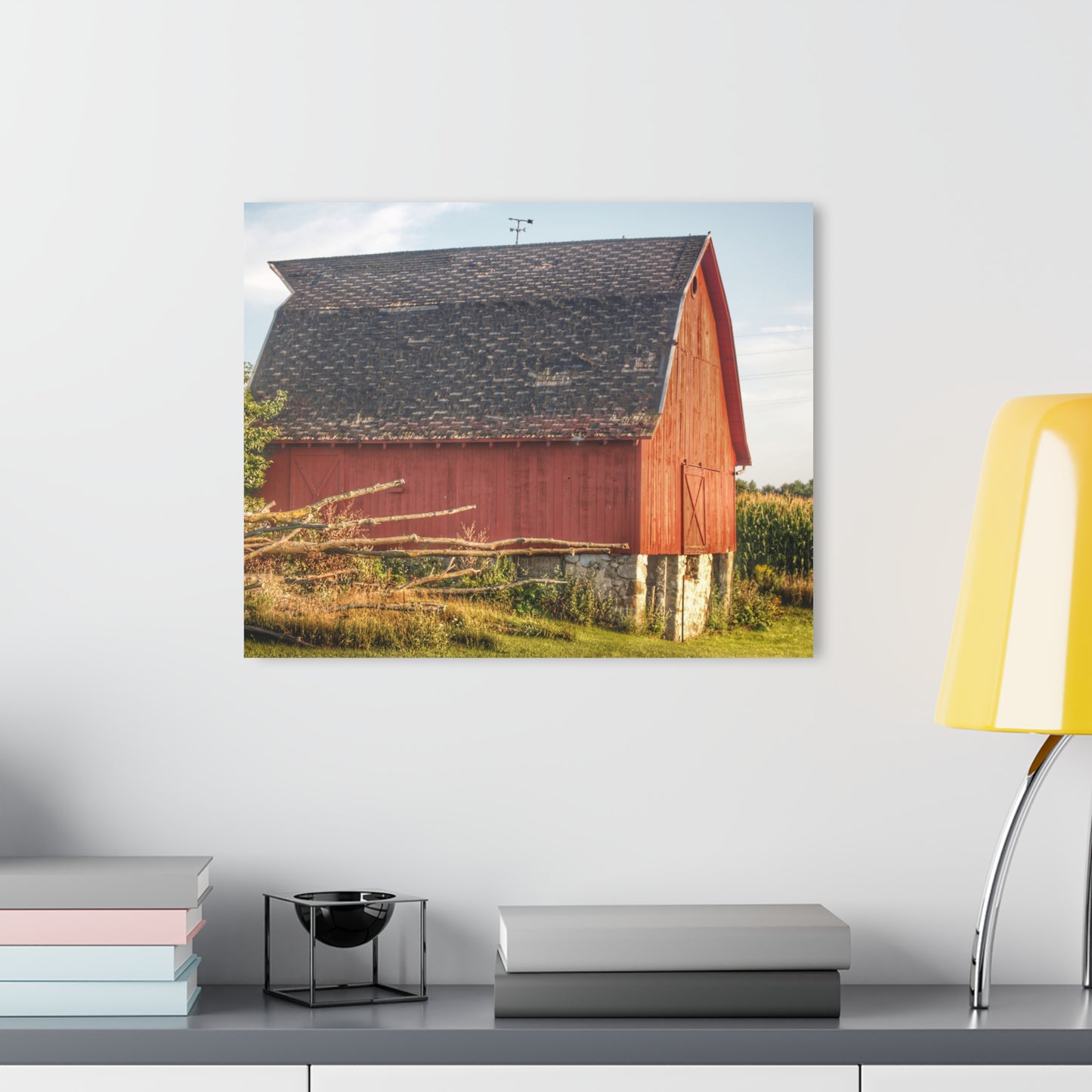 U R There Photography Otter Lake Road Red II Rustic Farmhouse Acrylic Wall Print