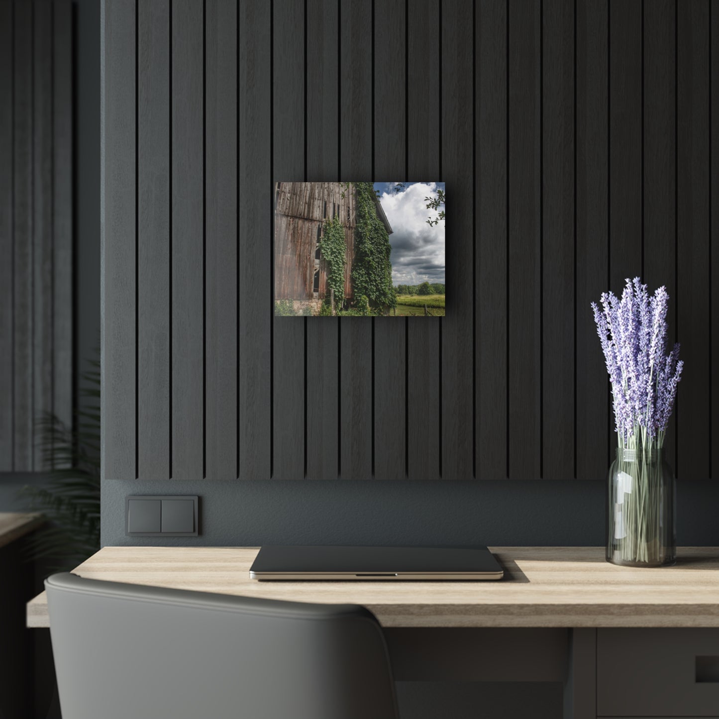 U R There Photography North Branch Ivy Grey II Rustic Farmhouse Acrylic Wall Print