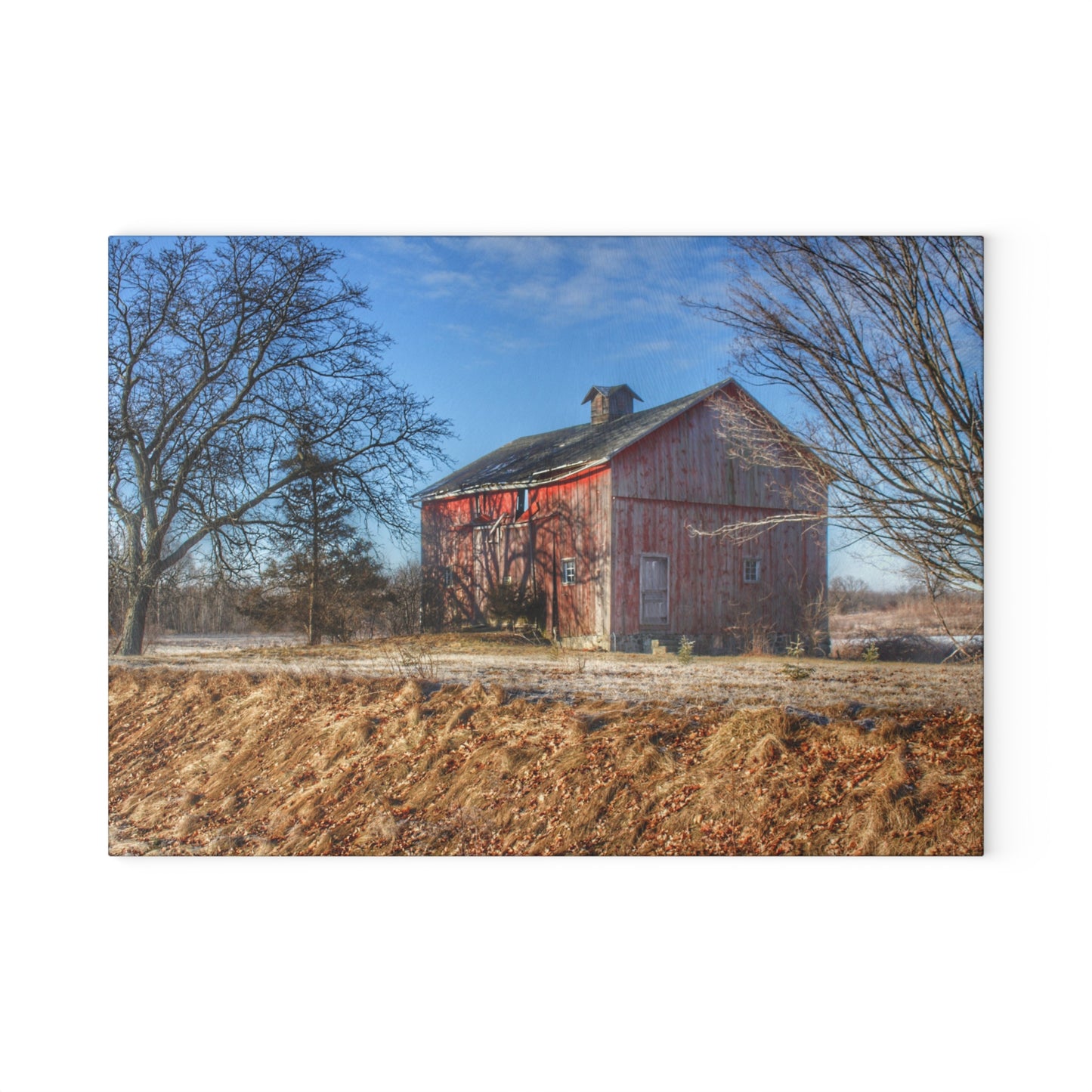 U R There Photography M-24 Barn at the Bend I Rustic Farmhouse Tempered-Glass Cutting Board