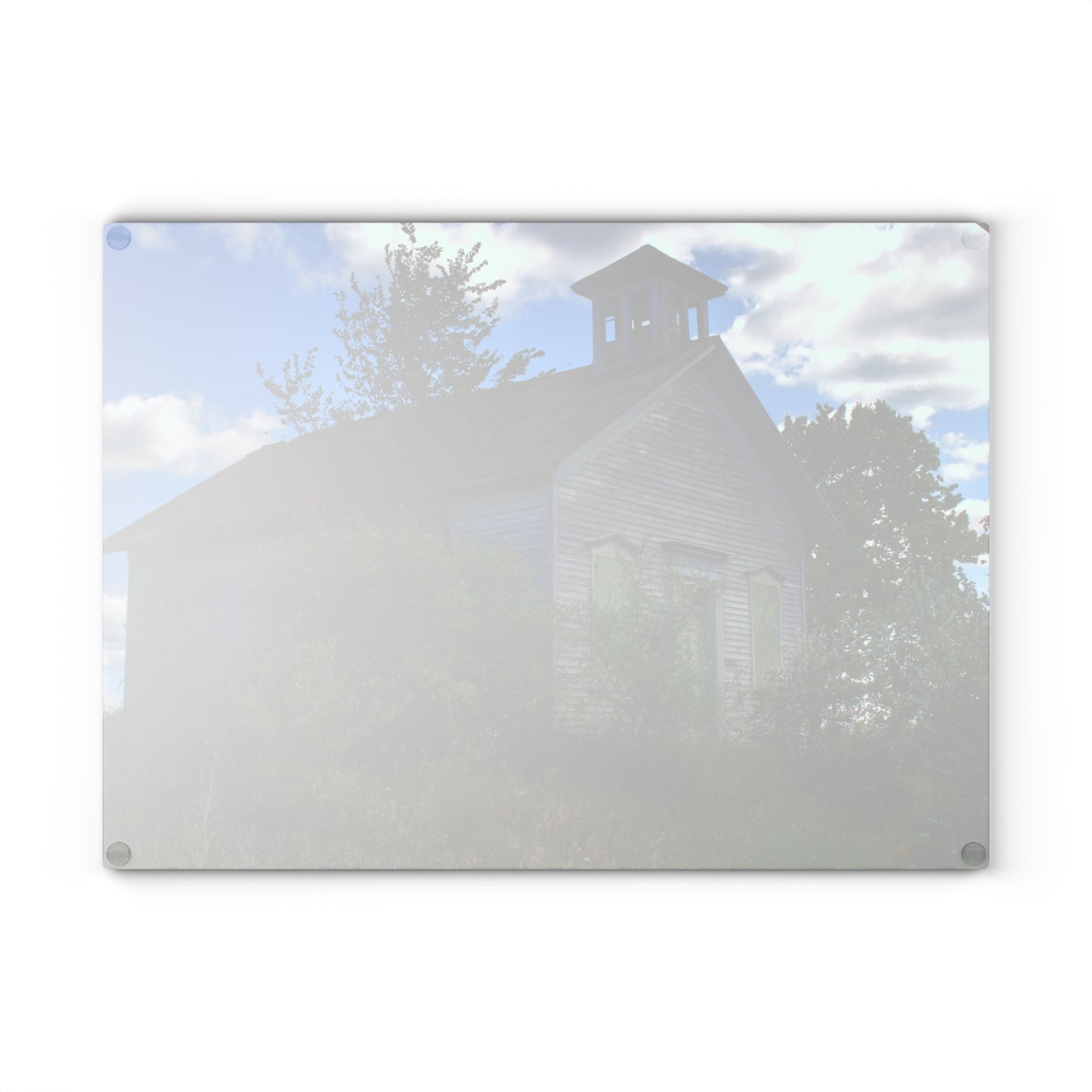 U R There Photography Mound Road Schoolhouse Rustic Farmhouse Tempered-Glass Cutting Board