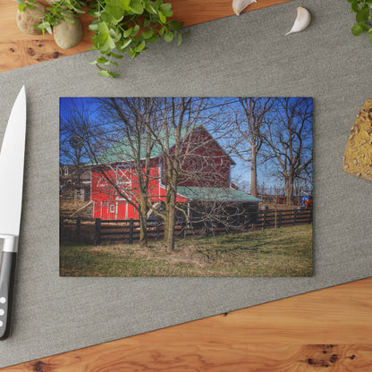 U R There Photography Imlay City Road Cow Barn I Rustic Farmhouse Tempered-Glass Cutting Board