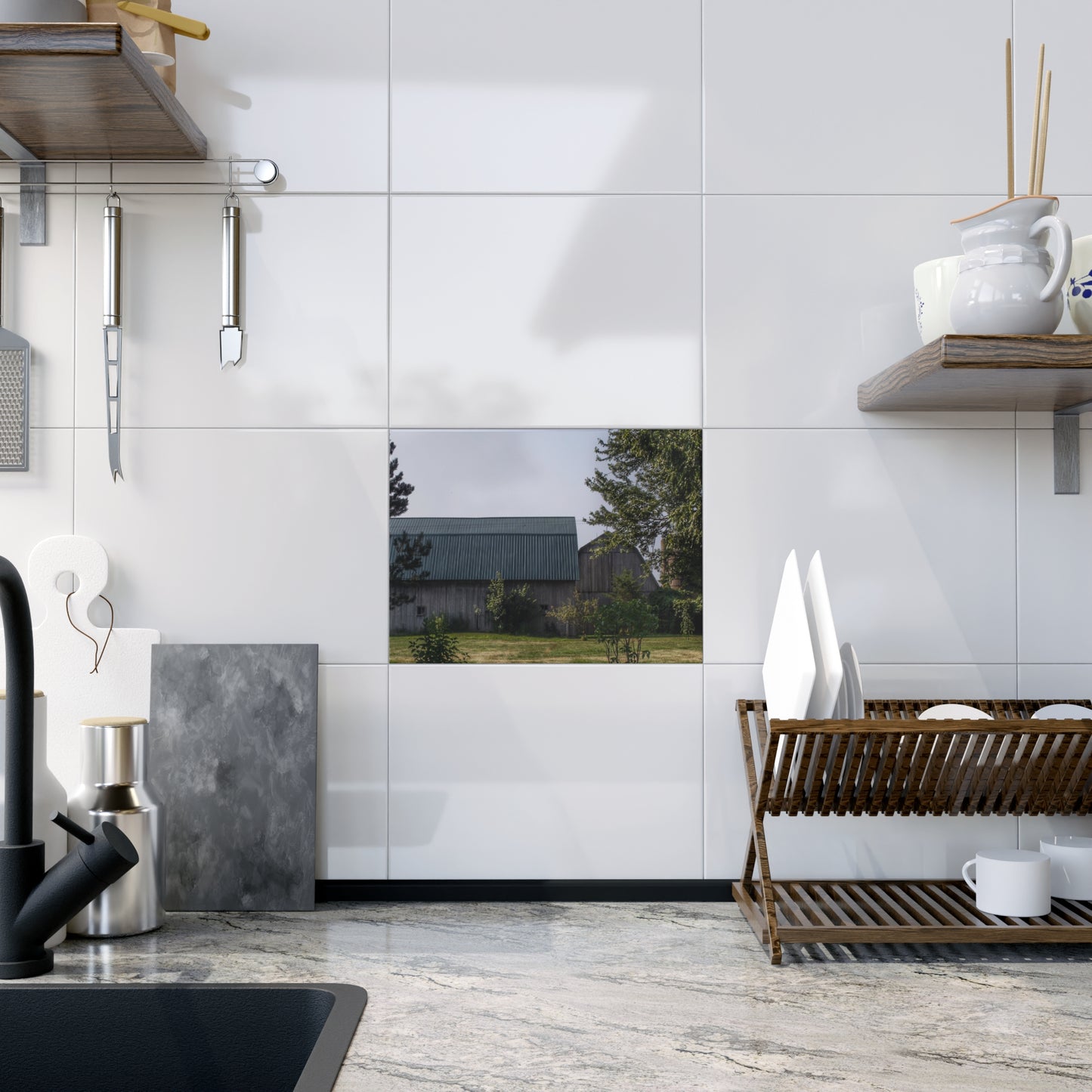 U R There Photography Bordman Road Greys Rustic Farmhouse Decorative Ceramic Tile