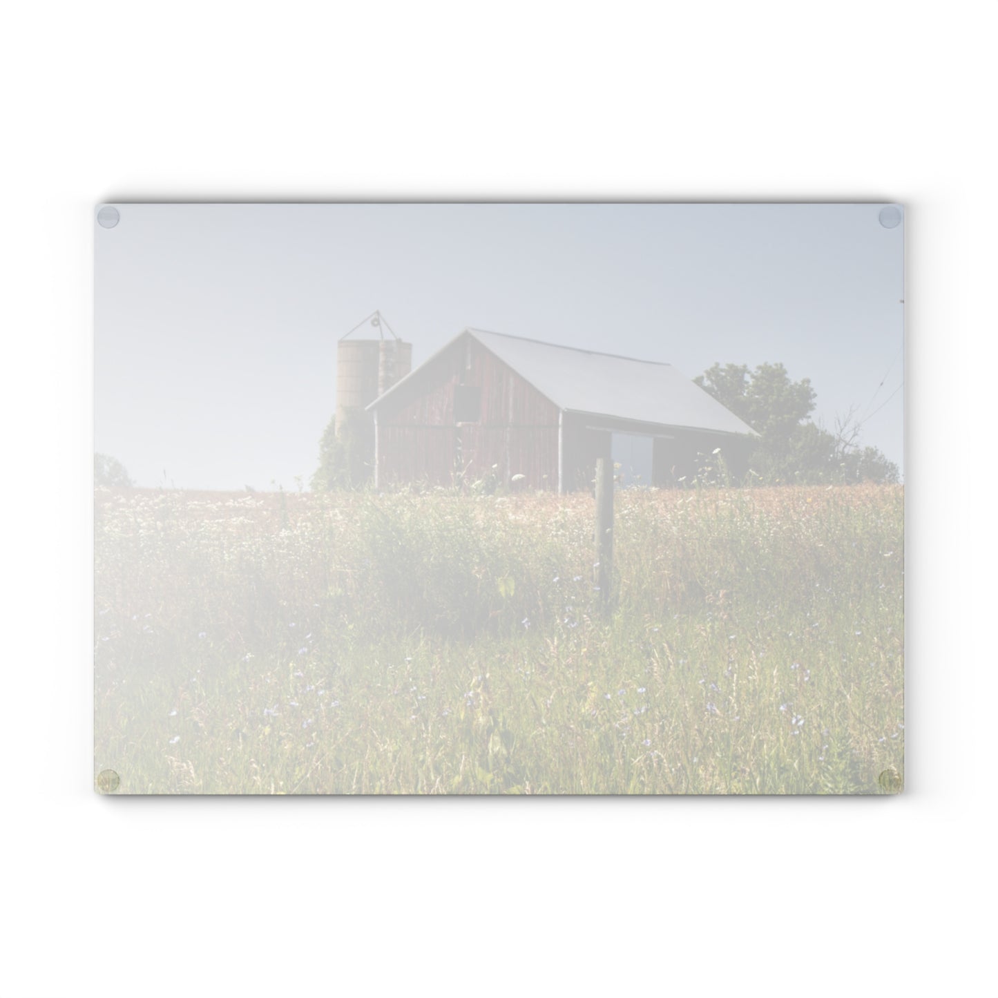 U R There Photography North Lake Pleasant Little Red Rustic Farmhouse Tempered-Glass Cutting Board