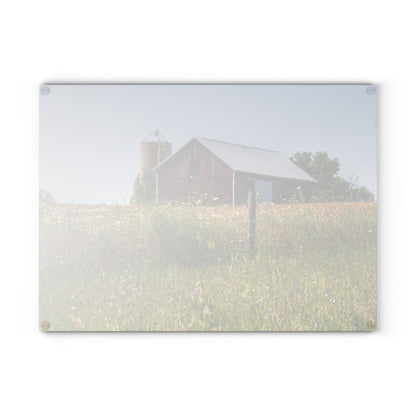U R There Photography North Lake Pleasant Little Red Rustic Farmhouse Tempered-Glass Cutting Board